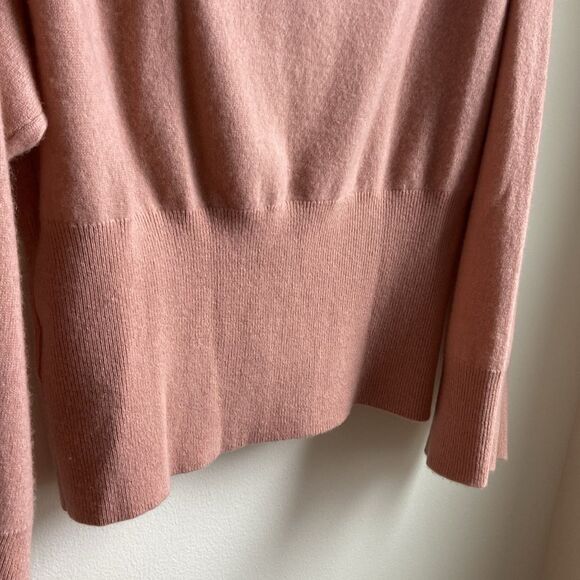 J. Crew Cashmere ribbed crewneck sweater (Sz XL) Muted Pink Bell Sleeve V-Neck - Picture 11 of 13